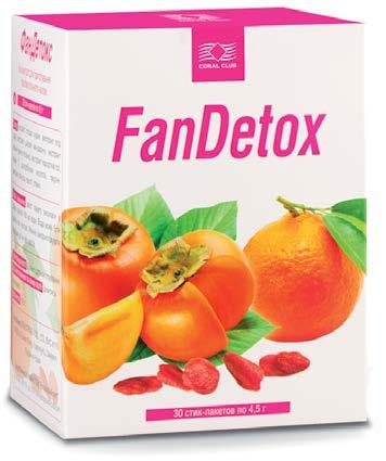 FanDetox Kod 91663/91675 Zawartość proszek, 10/30 szaszetek po 4,5 g wyciąg z owocu persymony, wyciąg z jagody kolcowoju chińskiego (jagody goji), wyciąg ze skórki mandarynki, wyciąg z gryki